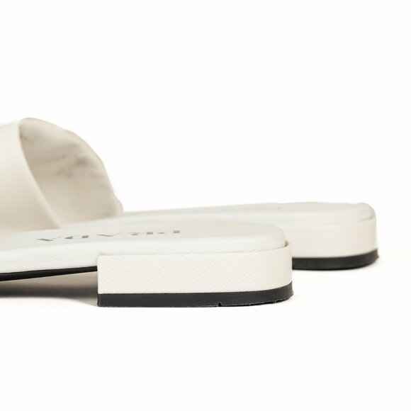 Prada White Saffiano Leather Logo Slide Sandals - Picture 10 of 11